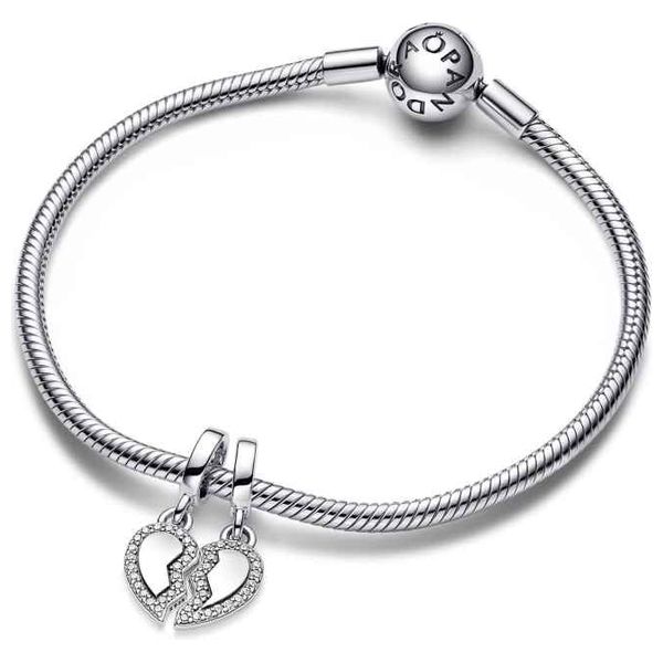  Pandora Broken Heart Shape Medal - Silver 