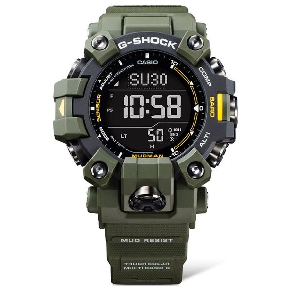  ساعة كاسيو للرجال GW-9500-3DR - عرض بعقارب, سوار من راتنج - زيتوني 