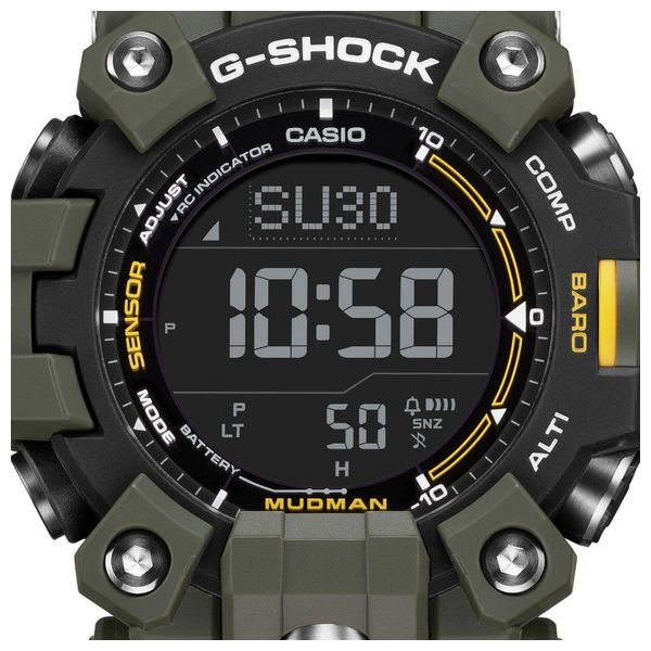  ساعة كاسيو للرجال GW-9500-3DR - عرض بعقارب, سوار من راتنج - زيتوني 