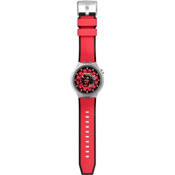  Swatch Watch SB07S110 For Men - Analog Display, Silicon Band - Red 