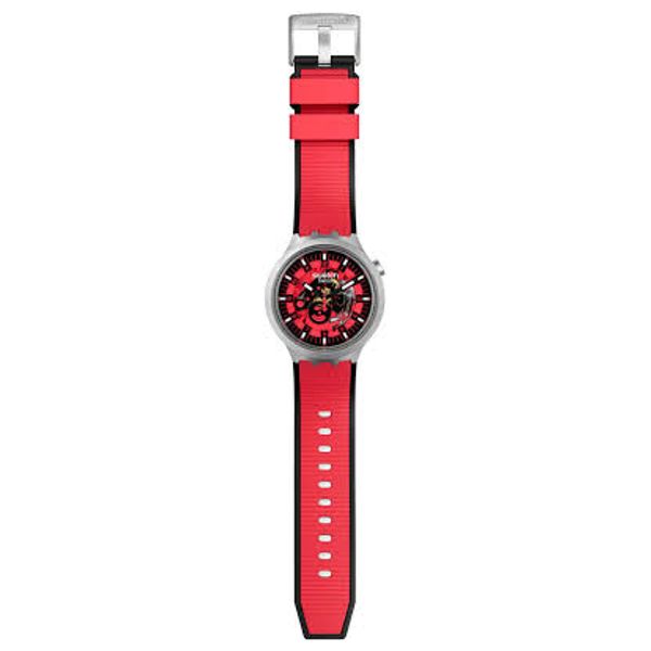  Swatch Watch SB07S110 For Men - Analog Display, Silicon Band - Red 