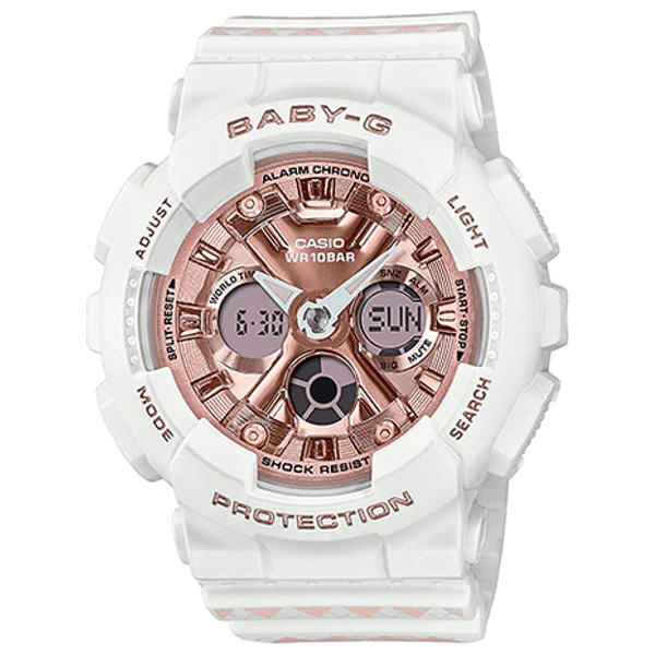 Elryan Casio Watch BA 130SP 7ADR For Women Analog Display Resin Band White