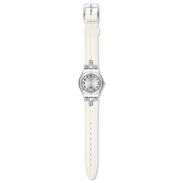  Swatch Watch YLS430 For Women - Analog Display, Silicone Band - White 