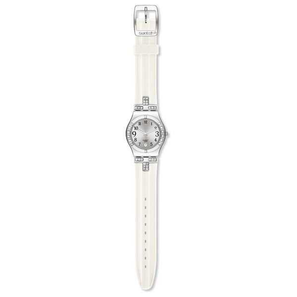  Swatch Watch YLS430 For Women - Analog Display, Silicone Band - White 