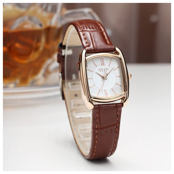  JULIUS Watch For Women - Analog Display, Leather Band - Red 