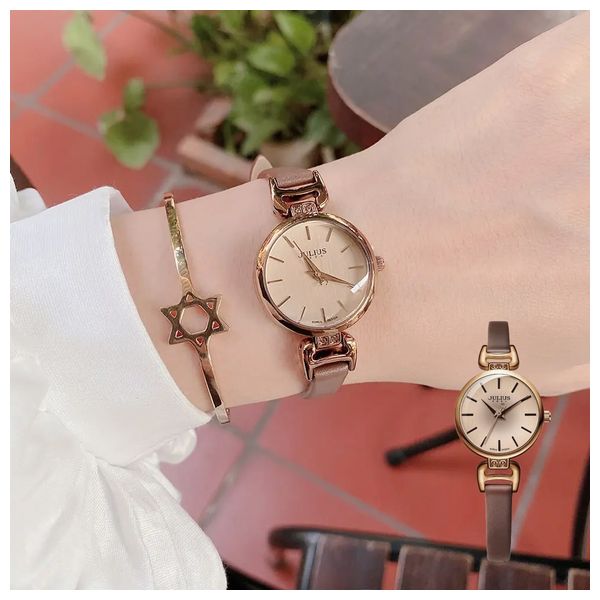 JULIUS Watch For Women - Analog Display, Leather Band - Brown