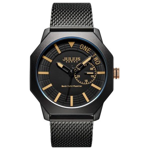  JULIUS Watch For Men - Analog Display, Stainless steel Band - Black 