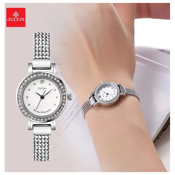 ساعة جوليوس للنساء JA-804A - عرض بعقارب, سوار من ستانلس ستيل - سلفر
