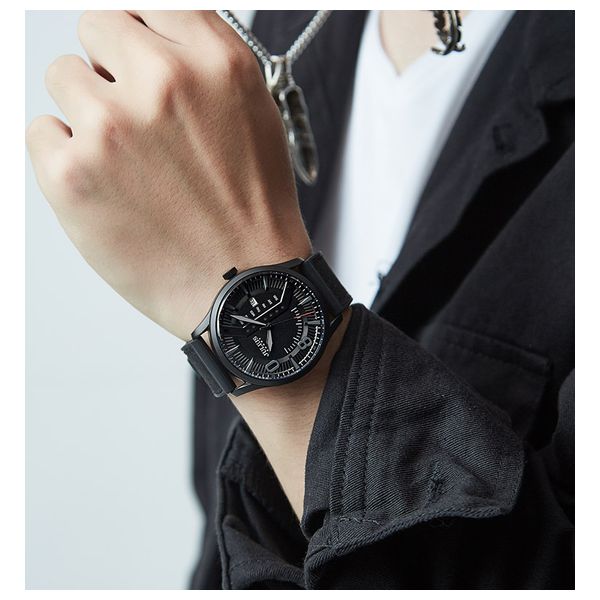 JULIUS Watch For Men - Analog Display, Leather Band - Black