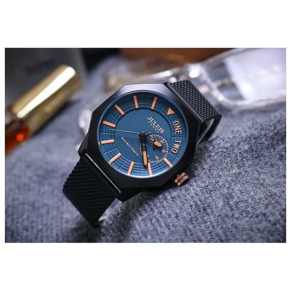  JULIUS Watch For Men - Analog Display, Stainless steel Band - Black 
