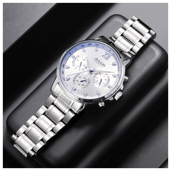 JULIUS Watch For Men - Analog Display, Stainless Steel Band - Silver