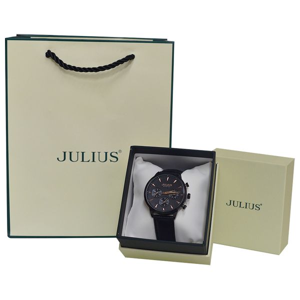  JULIUS Watch For Men - Analog Display, Leather Band - Black 