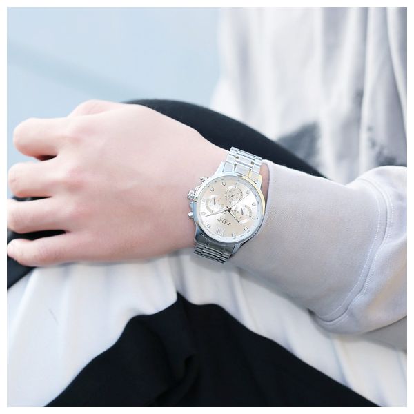 JULIUS Watch For Men - Analog Display, Stainless Steel Band - Silver