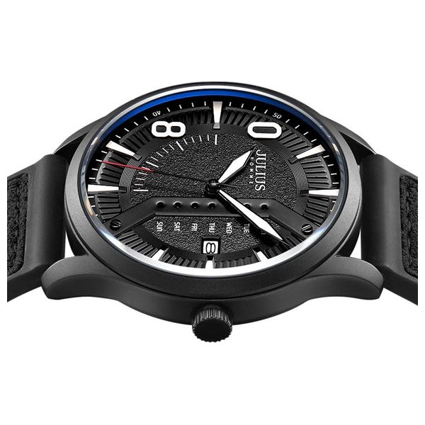 JULIUS Watch For Men - Analog Display, Leather Band - Black
