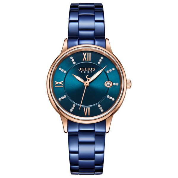  JULIUS Watch JA-1218 For Women - Analog Display, Stainless Steel Band - Blue 