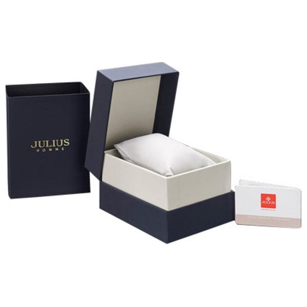 ساعة جوليوس للرجال JAH-147 - عرض بعقارب, سوار من الجلد - ماروني