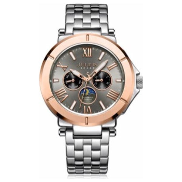  ساعة جوليوس للرجال - عرض بعقارب, سوار من ستانلس ستيل - فضي 