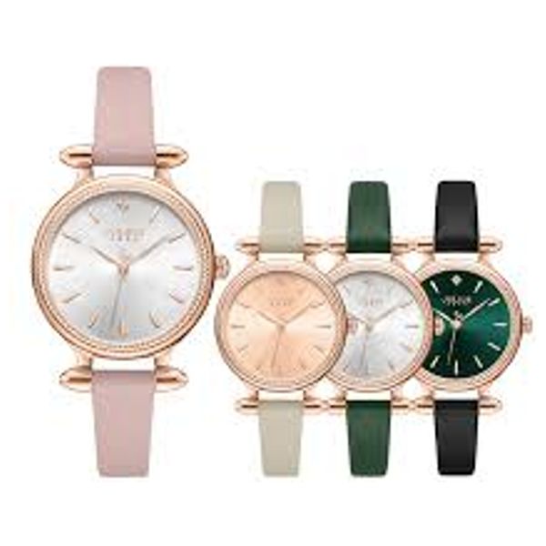  ساعة جوليوس للنساء - عرض بعقارب, سوار من الجلد - اسود 