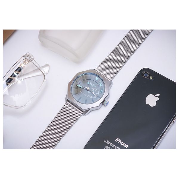  ساعة جوليوس للرجال - عرض بعقارب, سوار من الستانلس ستيل 