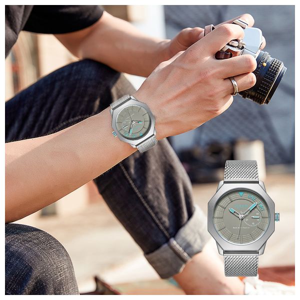  ساعة جوليوس للرجال - عرض بعقارب, سوار من الستانلس ستيل 