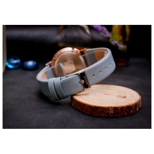  ساعة جوليوس للنساء - عرض بعقارب, سوار من الجلد - أزرق فاتح 