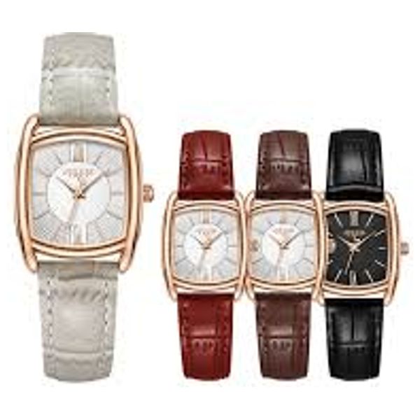  ساعة جوليوس للنساء - عرض بعقارب, سوار من الجلد - اسود 