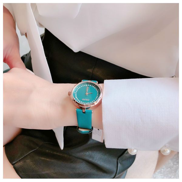  ساعة جوليوس للنساء JA-1330 - عرض بعقارب, سوار من الجلد - ازرق 