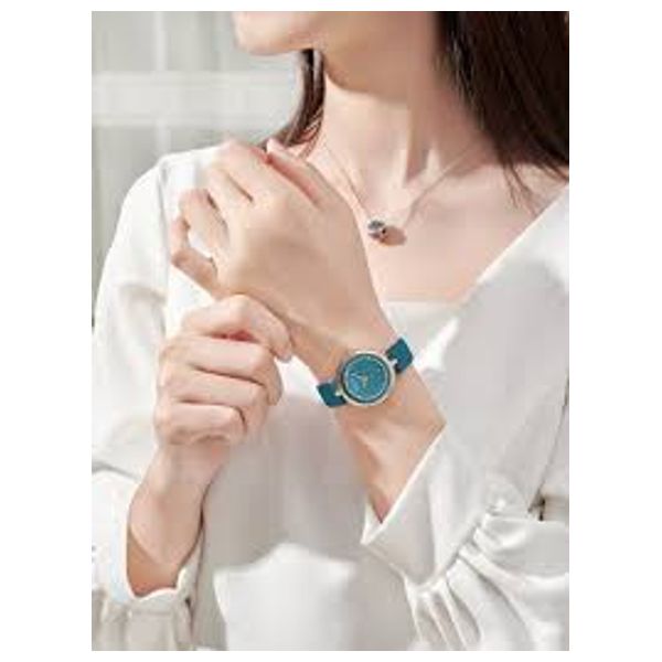  ساعة جوليوس للنساء JA-1330 - عرض بعقارب, سوار من الجلد - ازرق 