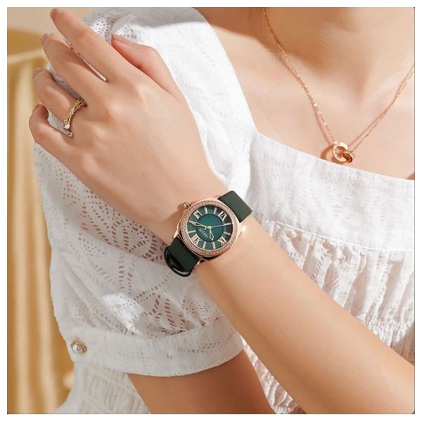  JULIUS Watch JA-1401 For Women - Analog Display, Leather Band - Green 