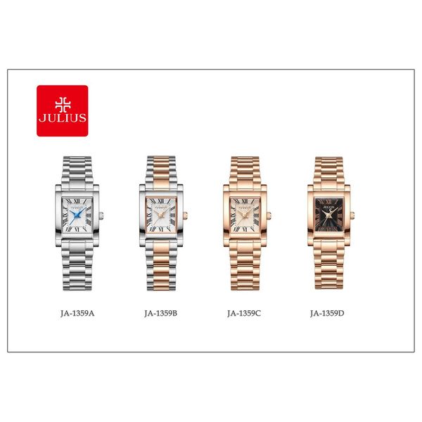 ساعة جوليوس للنساء JA-359D - عرض بعقارب, سوار من ستانلس ستيل - زهري