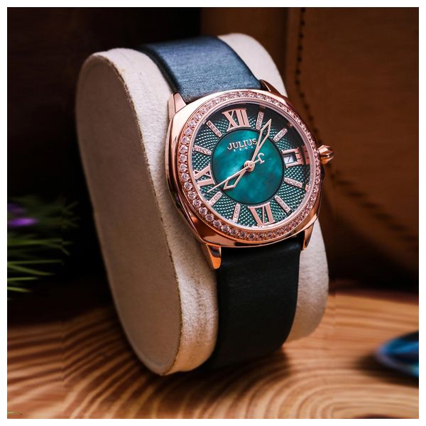  JULIUS Watch JA-1401 For Women - Analog Display, Leather Band - Green 