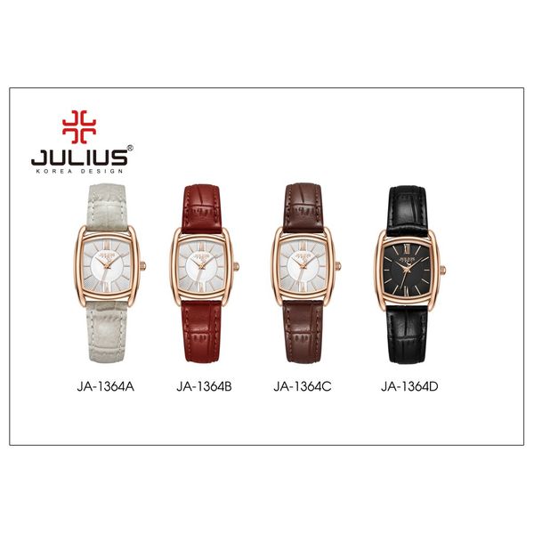  ساعة جوليوس للنساء JA-1364A - عرض بعقارب, سوار من الجلد - لؤلؤي 