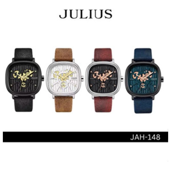  JULIUS Watch For Men - Analog Display, Leather Band - Blue 