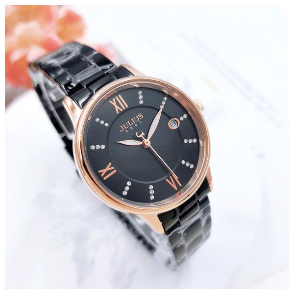  JULIUS Watch For Women - Analog Display, Stainless Steel Band - Black 