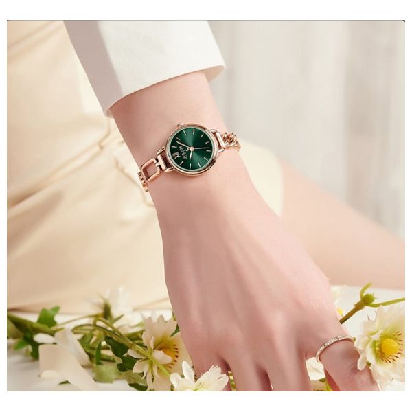  ساعة جوليوس للنساء JA-1290 - عرض بعقارب, سوار من ستانلس ستيل - زهري 