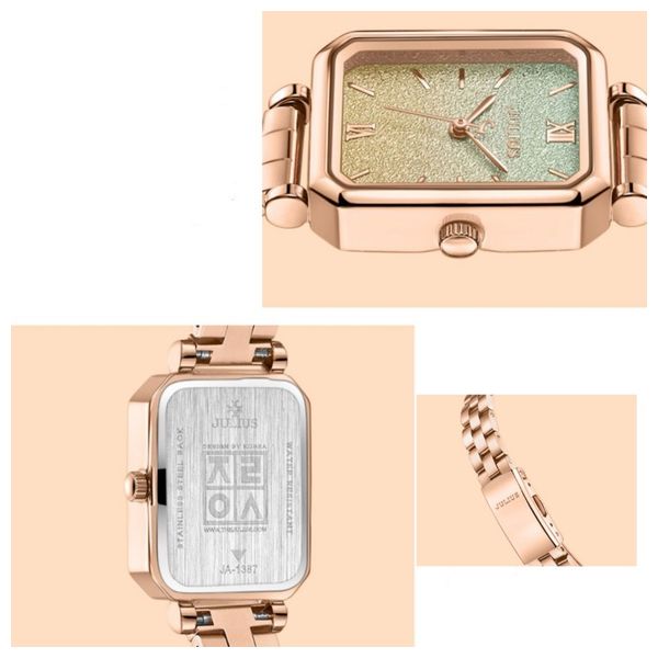  ساعة جوليوس للنساء - عرض بعقارب, سوار من الجلد - أزرق فاتح 