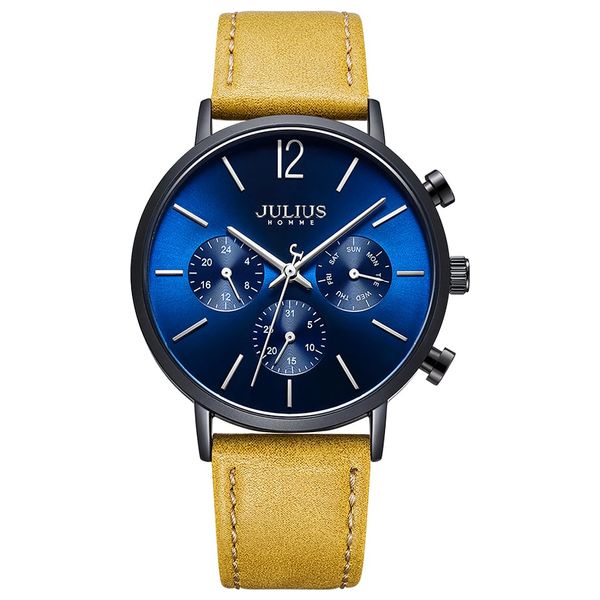  ساعة جوليوس للرجال - عرض بعقارب, سوار من الجلد 