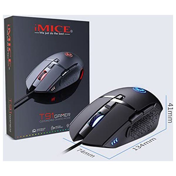 iMICE T91 GAMER - Wired Mouse - Up To 1.8m -  Black