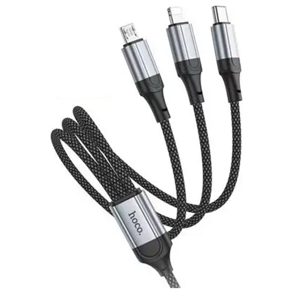 كيبل شحن بيانات 3 في 1 هوكو - X102 - بطول 1 متر - اسود