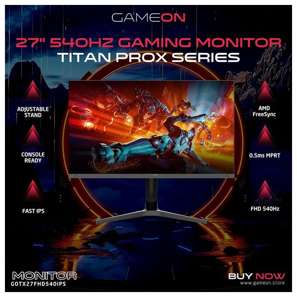 شاشة حاسبة منحنية اي او سي 27-انج فئة Titan Pro X - سرعة الاستجابة 0.5 ملي ثانية - 540 هيرتز - FHD