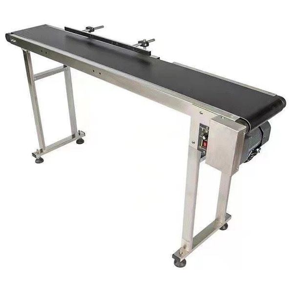  Icon 1300mm Stainless Steel Food-Grade Belt Conveyor - Adjustable Printer/Camera Stand - Variable Speed - Ideal for Packaging & Inspection Lines - Black 