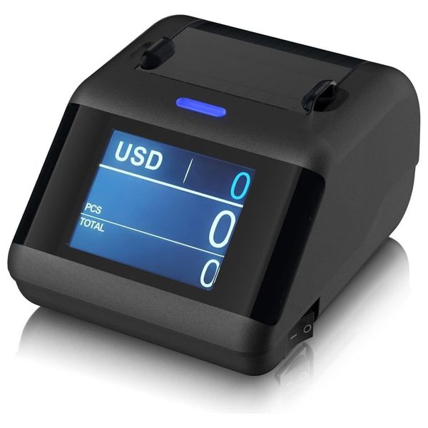  Icon Smart Money Counting Machine - with 58mm Thermal Receipt Printer - Built-in Counting Display - Black 