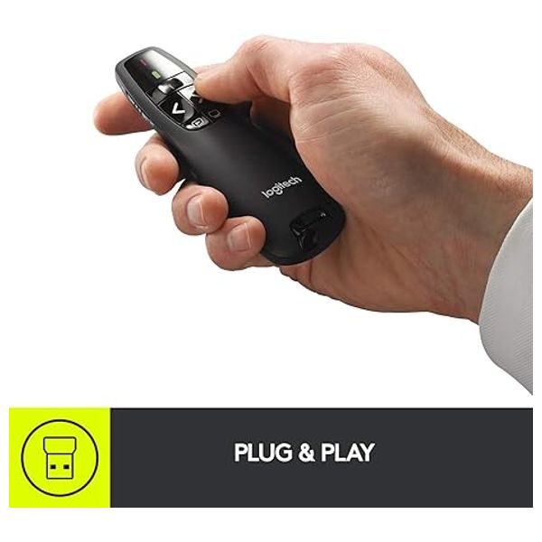 Logitech R400 Wireless Presenter Remote - Up to 15 meters Range - Black 