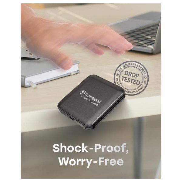 هارد خارجي ترانسيند مغناطيسي - 2 تيرابايت - سرعات فائقة تصل إلى 2000 ميجابايت/ثانية مع واجهة يو اس بي  3.2 Gen 2x2 - اسود
