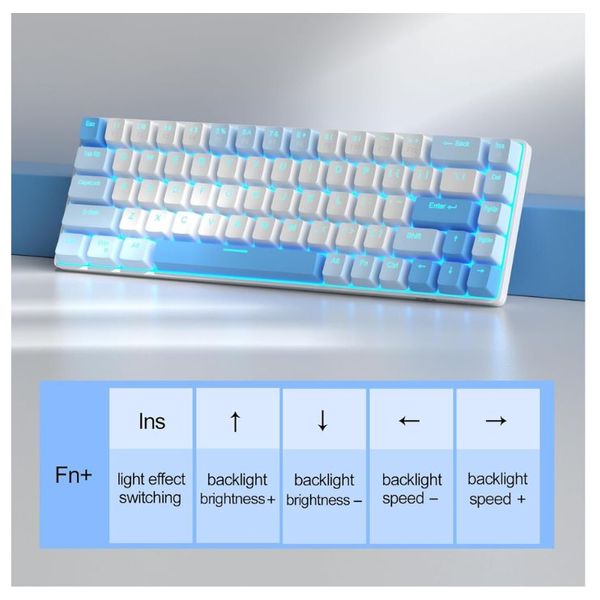 Havit KB892L - Wired Keyboard - USB-C - LED - White