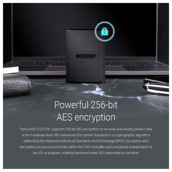  Transcend ESD270C - 250GB - External SSD Hard Drive - 520MB/s - Black 
