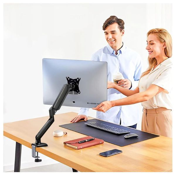 BR PS80 Hydraulic Monitor Arm - Supports 14 to 32-Inch Screens - 180° Rotation