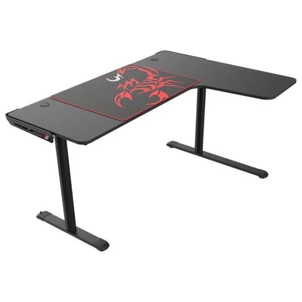 EUREKA	L60RB V2 - Workstation Desk - Large mouse pad with red scorpion logo - Black