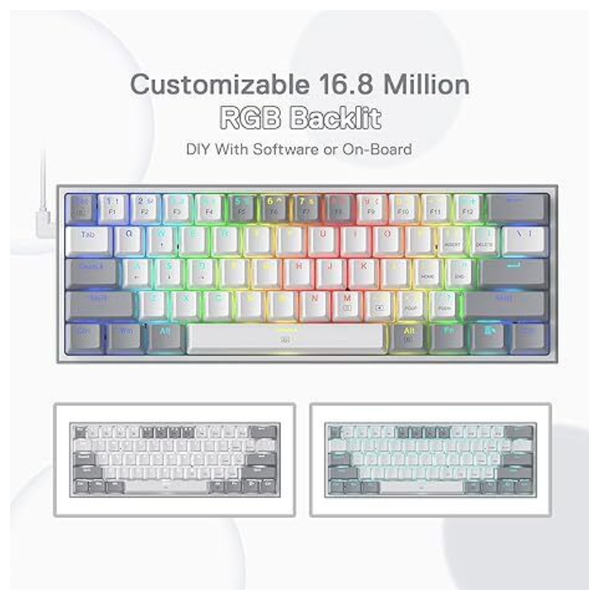  Redragon Fizz K617 RGB Mechanical Gaming Keyboard - RGB - White Gray 