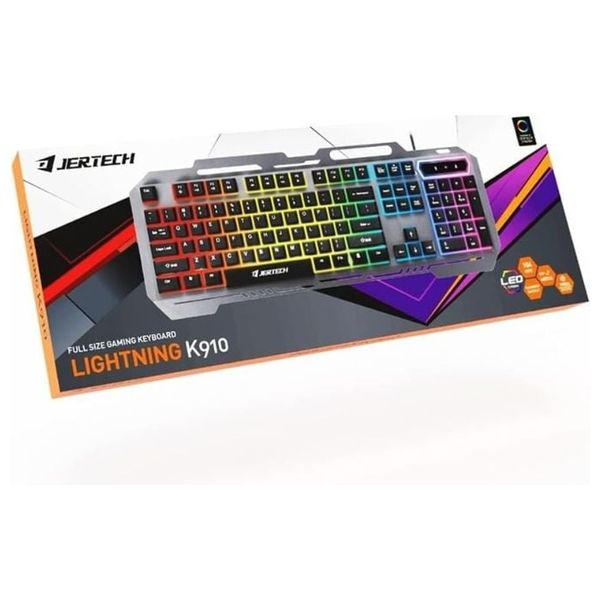 JERTECH - Gaming Keyboard - Multi-color chroma LED backlighting with multiple modes - 104 full-size keys suitable for gaming and typing - Black